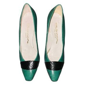 Ladies Vintage Retro 80s Bianca Real Snakeskin & Leather Pumps Heels Shoes